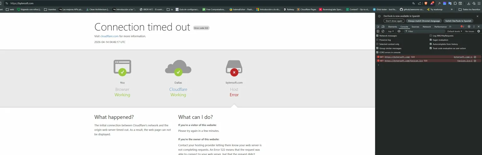 Error 522 — Connection timed out